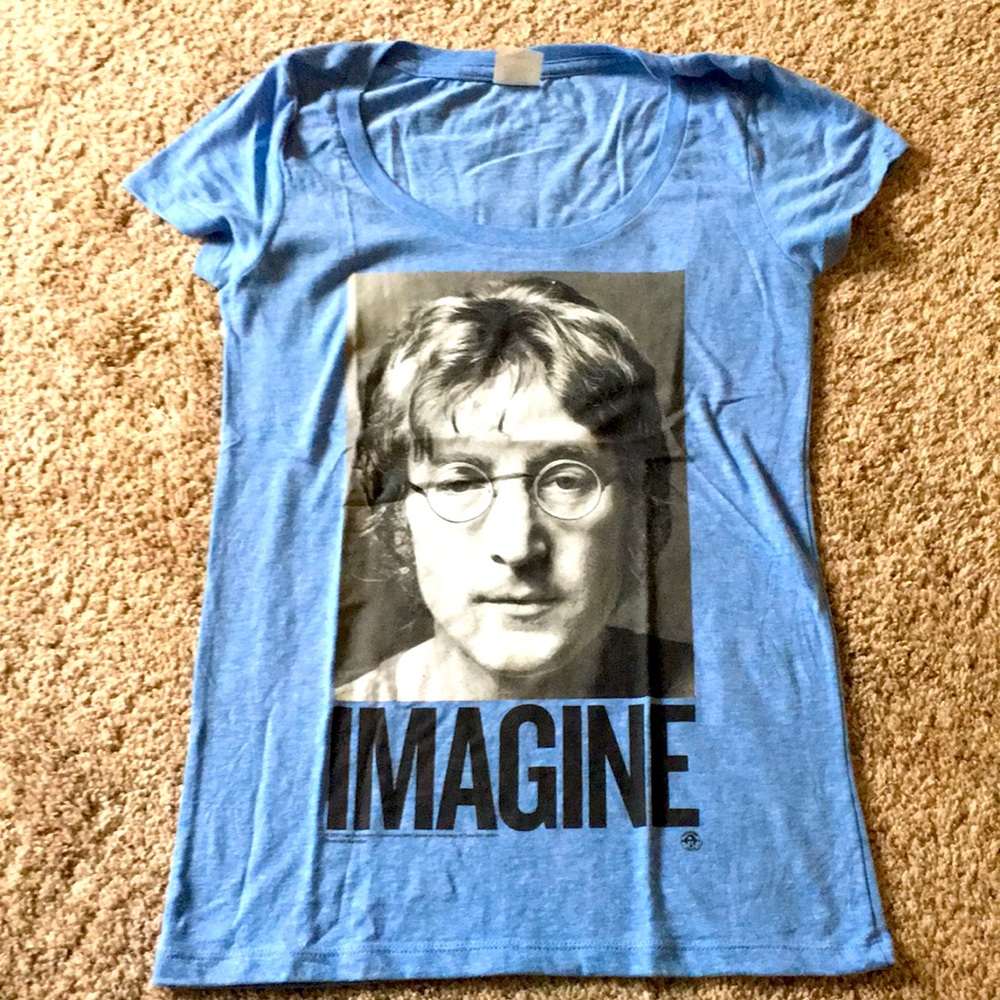 John Lennon imagine blue tshirt